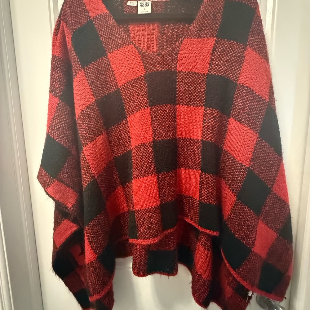 Plaid Red and Black Women's Sweater